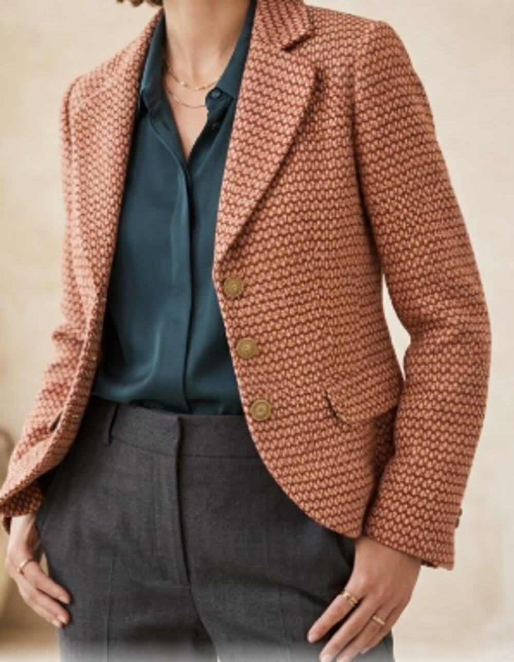Intuitions Patterned Wool Blend Blazer sz 12